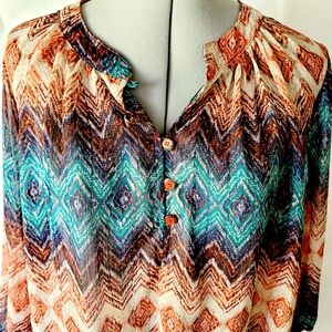 Multicolor Chevron Pattern Women's Top